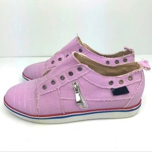 Purple Canvas Casual Slip On Sneakers